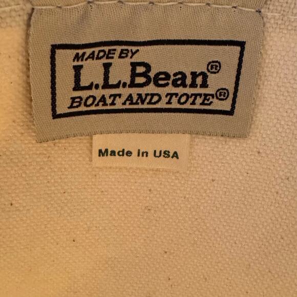 L.L. Bean Made in USA Canvas Boat & Tote Bag Brown Straps Vintage 1990's - Picture 6 of 8